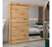 tavira ii mirrored wardrobe 2 sliding doors 200cm in artisan oak