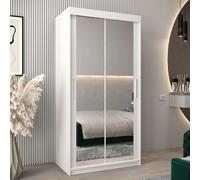 tavira iii mirrored wardrobe 2 sliding doors 100cm in white