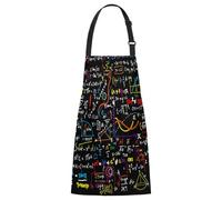 Tavisto Colorful Mathematical Formulas Bib Apron for Men Women with Pockets Adjustable Neck Strap Cooking Kitchen Chef Apron Large Waterproof Work Apron for Drawing Crafting Gardening, Colorful