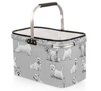 Tavisto Market baskets with handles - Sturdy shopping basket with plenty of storage space and practical inner pocket, Scottish Terrier Dog, 18.8*11.8*11.2 inches