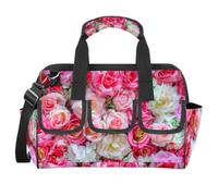 Tavisto Pink Roses Tool Bag for Men Heavy Duty Tool Bag Waterproof Wide Mouth Tool Tote for Women Large Capacity Tool Storage Bag for Electrician Carpenter Mechanic Various Tools
