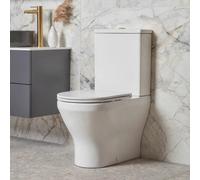 Tavistock Lindo Closed Back Rimless Toilet With Cistern & Soft Close Seat, Modern Close Coupled Wc, Short Projection, White