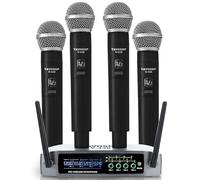 TAVOSOP UR-409 Professional 4-Channel Wireless Microphone System with 4 Wireless Handheld Microphones, Ideal for Home Party, Singing, KTV, Meeting, Church, Events, TV Speakers