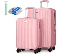 Tavoxda 2 Piece Luggage Sets, 20''28''ABS Hardshell Suitcase Set for Travel | Lightweight Small and Large Travel Trolley with Durable 360° Spinner Wheels, TSA Lock,Telescopic Handle for Men, Women-Pink