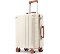 Tavoxda 20" Carry on Cabin Suitcase PC Super Lightweight Hard Shell Luggage with TSA Lock and 4 Dual Spinner Wheel for Women, White