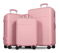 Tavoxda 3 Piece Luggage Set Hard Shell Travel Trolley with Durable 360° Spinner Wheels & Built in TSA Lock, Lightweight ABS Suitcase Set for Women & Men, 20" 24" 28" (Pink)