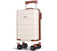 Tavoxda Cabin Suitcase Hand Small Travel Luggage, Carry On Suitcase with ABS Hard Shell Spinner &Removable Wheels for Ryanair, Wizz Air, 40x30x20cm Airline Approved, 16 Inch, White