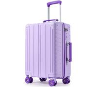 Tavoxda Carry on Suitcase PC Hard Shell Super Lightweight Small Travel Case Cabin Luggage with 4 Wheels TSA Lock for Women, 20" Purple