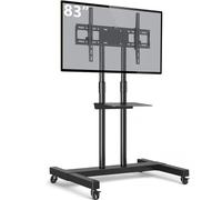 TAVR Furniture Mobile TV Stand Rolling TV Cart Floor Stand with Mount on Lockable Wheels Height Adjustable for 32-80 Inch TV Stand Flat Screen or Curved TVs Monitors Display Trolley Loading 110 lbs