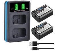 TAVT 2-Pack NP-FW50 Battery and Charger for Sony ZV-E10, A6000, A6300, A6500, A6400, A7RII, A7, A7R, A7II, A7SII, A7S, A5000, A5100, NEX-3N NEX-5 NEX-6, NEX-7, A33, A35, A37, A55, DSC-RX10/II/III/IV