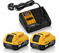 TAVT 2Pcs 20V Battery and DCB115 Charger Compatible with Dewalt 20 Volt XR Machines DCB201, DCB203, DCB20 5, DCB204, DCB200, DCB180, DCB206, DCB207