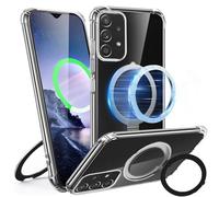 Tawarror Transparent Magnetic Mobile Phone Case for Samsung Galaxy A53 5G, Hard PC Back, TPU Bumper, Kickstand, Scratch-Resistant