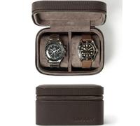 TAWBURY 2 Watch Travel Case - Lightweight, Genuine Top-Grain Brown Leather Watch Case | Featuring Flexible 'M' Shaped Pillows, Metal Zipper & Robust Frame
