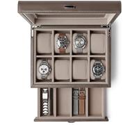TAWBURY 8 Slot Watch Box with Storage Drawer - Premium Watch Storage Case for Men (Taupe)