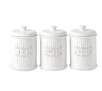TAWCHES Doric Scroll Ceramic Canisters Sets For The Kitchen Canisters For Countertop Set of 3 Airtight Coffee Canisters For Ground Coffee Sugar Container Tea Storage Jars With Lids Farmhouse Decor