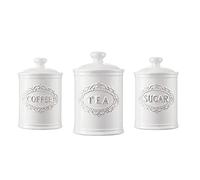 TAWCHES Relief Vine Ceramic Canisters Sets For The Kitchen Canisters For Countertop Set of 3 Airtight Coffee Canisters For Ground Coffee Sugar Container Tea Storage Jars With Lids Farmhouse Decor