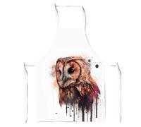 Tawny Owl Face Splashart Light Background Junior Apron Warren Reed - Designer Brown One Size