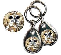 Tawny OWL Keyring. Heavy Quality Metal Gift Keyring. Double Sided Keychain. British Bird Gift.