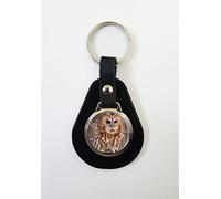 Tawny Owl On A Leather Key Fob Keyring Ideal Birthday Gift N99