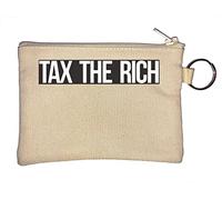 Tax The Rich Black and White Socialist Logo Key Chain Coin Purse Beige