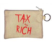Tax The Rich Key Chain Coin Purse Beige