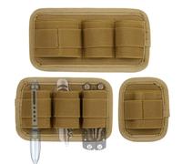 Taxatm 3 Packs Tactical Elastic Modular Organizer, EDC Insert Pouch Panel Hook Backed Accessories Holder, EDC Elastic Organizer Holder for Backpack with 2 D Ring (1 Set Brown)