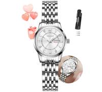 Taxau Two Tone Watches for Women Small Dial Womens Watch Ladies Stainless Steel Waterproof Easy Read Womens Watch with Date Dress Analog Quartz Women Wrist Watches Reloj para Mujer Silver/Blue Dail