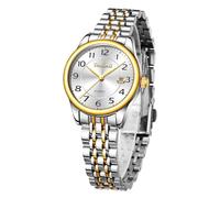 Taxau Women Watches，Stainless Steel Diamond Day Date Small Wrist，Waterproof Luminous Women Watch, E1 Silver Face+Silver Gold Bracelet, standard, casual