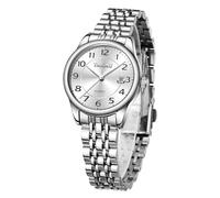 Taxau Women Watches，Stainless Steel Diamond Day Date Small Wrist，Waterproof Luminous Women Watch, E2 Silver Face+Silver Bracelet, standard, casual