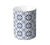 Taxenxar White and Blue Ceramic Kitchen Utensil Holder for Countertop, Decorative Cooking Utensil Holder, Spatula Holder, Kitchen Decor, Large Utensil Crock, Mediterranean Floral Pattern