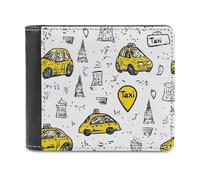Taxi Drawings Classic Mens Wallets Women Slim Bifold Wallet Card Holder for Front Pocket