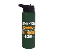 Taxi Driver Driving Cab Taxicab Cabdriver Chauffeur Cabbie Stainless Steel Insulated Water Bottle