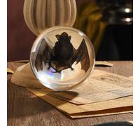 Taxidermy Bat, Real Bat Specimens Animal Specimen in Resin for Science Classroom Science Education, Great Gift for Fans of Taxidermy, Animal Skull, Oddities, Biology(Round 3.5 inch)