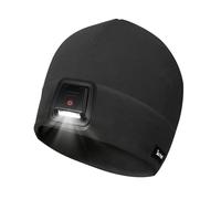 Taximi LED Beanie Hat with Light Built in - USB Rechargeable Mens Winter Running Hat Skull Cap for Jogging Cycling Dog Walking Hiking Fishing and Skiing Black