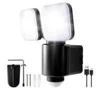 Taximi Outdoor Motion Sensor Light, 9000mAh Rechargeable USB-C Security Light, No-Drill Clamp or Wall Mount, IP65, 3 Modes for Fence, Pole, Shed, Garage and Patio