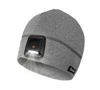 Taximi Thermal Hat with Torch Built in, Type-C Rechargeable Mens Beanie Hat UK, 3 LED Headlamp Cap for Jogging Camping Outdoor Working Lightgrey