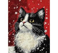 Taxpy 11CT Black and White Cat DIY Counted Cross Stitch Kits Animal Portraits Pre Printed Cross Stitch Kits for Adults Beginners,Stamped Embroidery Kit Wall Art 30x40cm