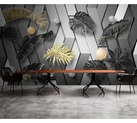 Taxpy 3D Art Photo Wallpaper Mural, Noble Golden Leaves,150x105cm Wall Murals Decoration Poster for Living Room, Bedroom Art Photo Wallpaper 3D Effect