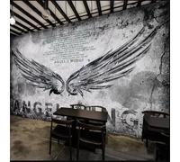 Taxpy 3D Custom Mural Industrial Style Wallpaper Angel Wings Cement Wall Painting Barber Shop Restaurant Living Room Decoration Paper-150X105Cm