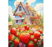 Taxpy Abstract canvas art Cabin in the Strawberry Fields,40 * 60cm Poster Wall Art Prints for Living Room Office Classroom Bedroom Playroom Dining Room Decor