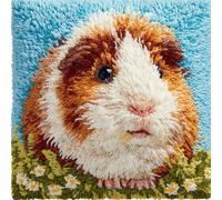 Taxpy Animal Cross Stitch Latch Hook Sofa Cushion Cover,Guinea Pig,3D Pre-Printed Pillow Case Latch Hook Embroidery Pillow Cover Kits with All Tool Fit for Kids and Adults,17X17Inch
