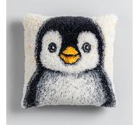 Taxpy Animal Cross Stitch Latch Hook Sofa Cushion Cover,Penguin,3D Pre-Printed Pillow Case Latch Hook Embroidery Pillow Cover Kits with All Tool Fit for and Adults,17X17Inch