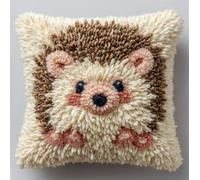 Taxpy Animal Cross Stitch Latch Hook Sofa Cushion Cover,Snow Hedgehog,3D Pre-Printed Pillow Case Latch Hook Embroidery Pillow Cover Kits with All Tool Fit for and Adults,17X17Inch