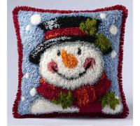 Taxpy Animal Cross Stitch Latch Hook Sofa Cushion Cover,Snowman,3D Pre-Printed Pillow Case Latch Hook Embroidery Pillow Cover Kits with All Tool Fit for Kids and Adults,17X17Inch