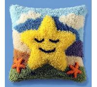 Taxpy Animal Cross Stitch Latch Hook Sofa Cushion Cover,Star,3D Pre-Printed Pillow Case Latch Hook Embroidery Pillow Cover Kits with All Tool Fit for and Adults,17X17Inch