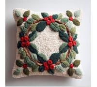 Taxpy Animal Latch Hook Cushion Kit, Christmas Wreath Knitting Kits Cushion, 43X43Cm/17X17 Inch Rug Making Kit for Starters, Latch Hook Kits for Beginners Adults Or Children