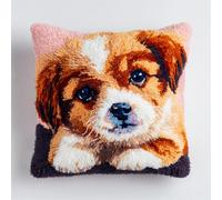 Taxpy Animal Latch Hook Cushion Kit, Puppy Knitting Kits Cushion, 43X43Cm/17X17 Inch Rug Making Kit for Starters, Latch Hook Kits for Beginners Adults Or