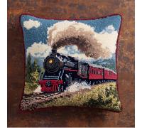 Taxpy Animal Latch Hook Cushion Kit, Steam Train Knitting Kits Cushion, 43X43Cm/17X17 Inch Rug Making Kit for Starters, Latch Hook Kits for Beginners Adults Or Children