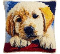 Taxpy Animal Latch Hook Kit Cushion for Adults,Labrador 17X17Inch,DIY Pre-Printed Craft Latch Hook Rug Kits Cross-Stitch Embroidery Pillow Cover Kit for Christmas/S Home Sofa Decoration