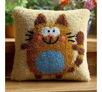 Taxpy Animal Latch Hook Kit Cushion,Record Player,17X17Inch Pre-Printed DIY Pillow Materials Hooks Knitted Embroidered Pillow Embroidery Latch Hook Carpet for Adults